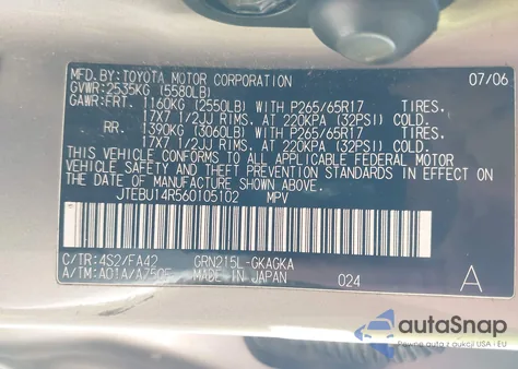 2006 Toyota 4Runner Sr5/Sport z USA, uszkodzony, nr VIN JTEBU14R560105102